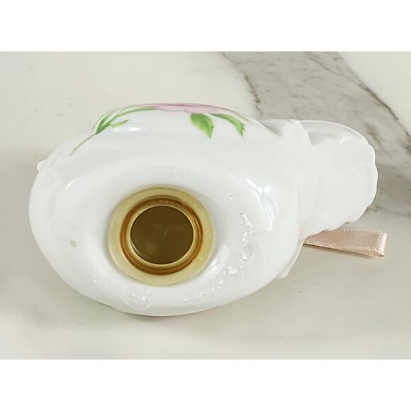 Rooster Chicken Potpourri Holder Hanging 4 1/4" Pink Rose Design 90s Porcelain - Picture 13 of 15